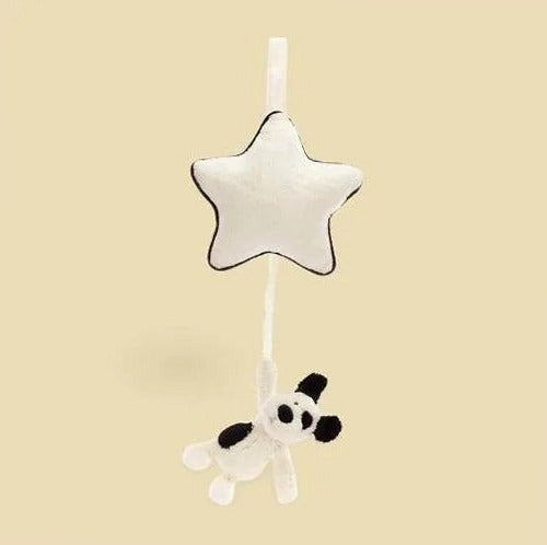 Bashful Black & Cream Puppy Musical Pull — front view