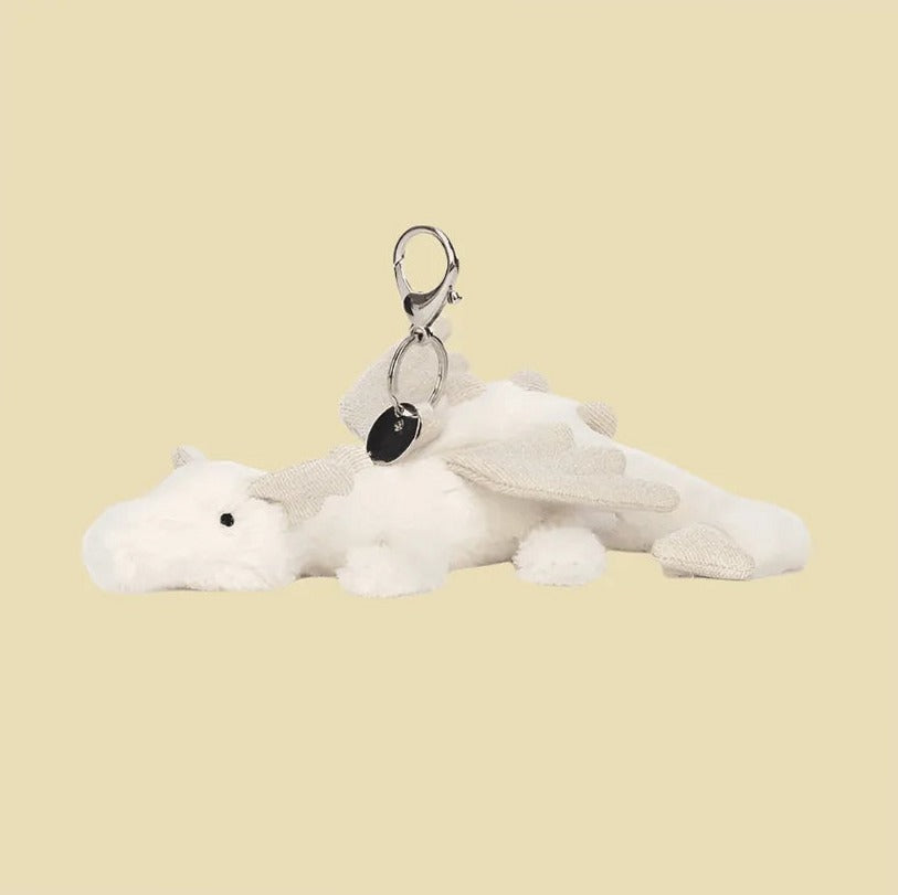 Snow Dragon Bag Charm — front view