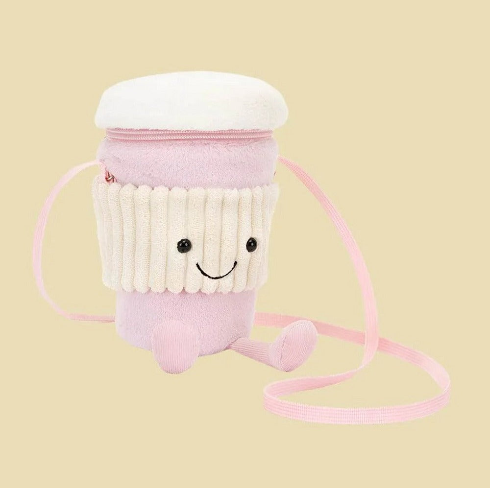Amuseables Coffee-To-Go Pink Bag — front view